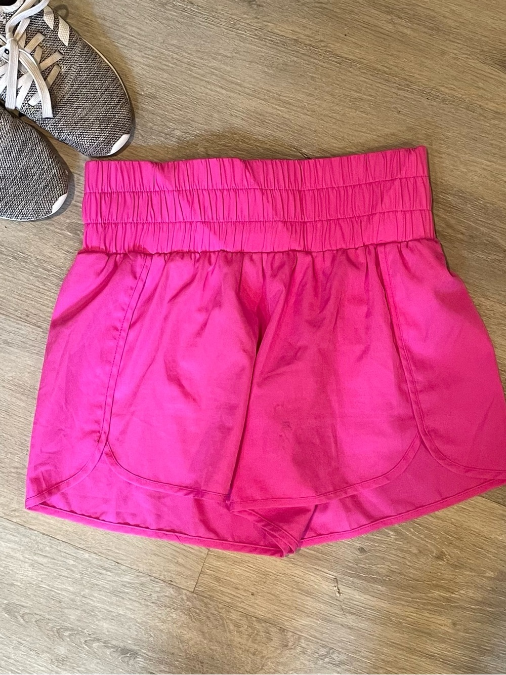 Pink Lily Hot Pink Ruched Waist Athletic Skort